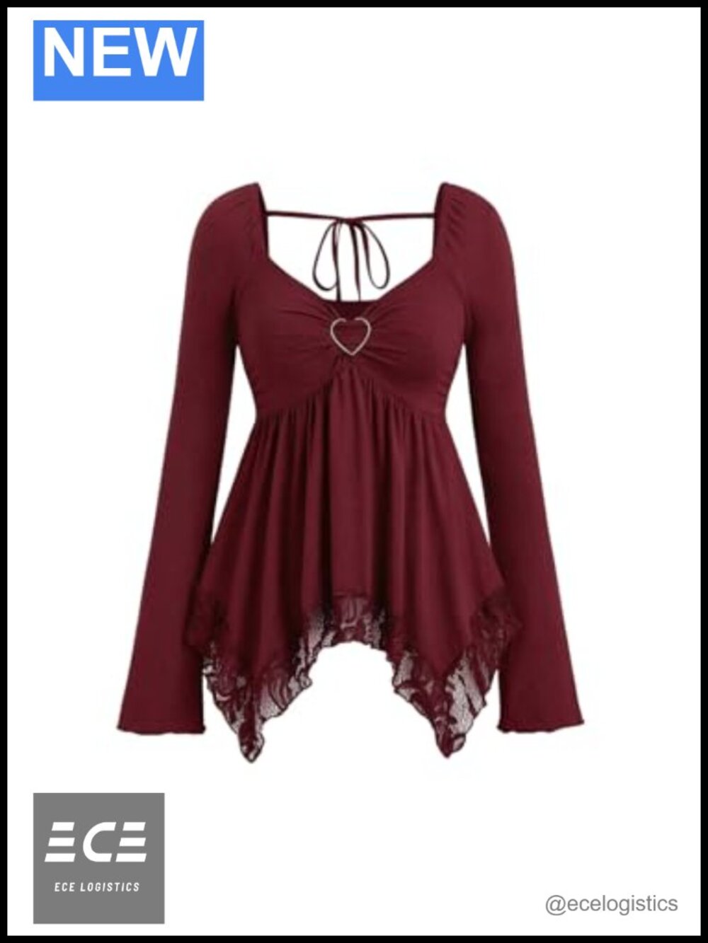 Women's Lace Patchwork Long Sleeve Babydoll Peplum Top